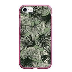 Чехол iPhone 7/8 матовый Big leaves, цвет: 3D-малиновый