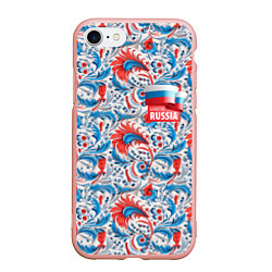 Чехол iPhone 7/8 матовый Russia pattern, цвет: 3D-светло-розовый