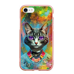 Чехол iPhone 7/8 матовый Cat fashionista - neural network, цвет: 3D-светло-розовый