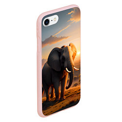 Чехол iPhone 7/8 матовый Африканский слон в саванне, цвет: 3D-светло-розовый — фото 2