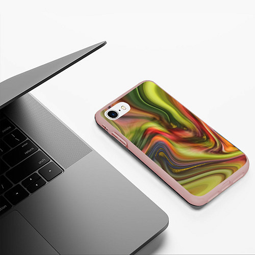 Чехол iPhone 7/8 матовый Abstraction waves / 3D-Светло-розовый – фото 3