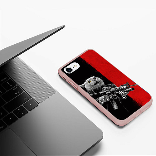 Чехол iPhone 7/8 матовый Кот гангстер с m4a4 / 3D-Светло-розовый – фото 3