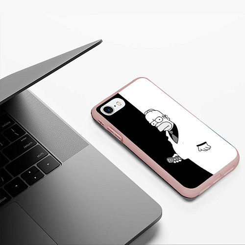 Чехол iPhone 7/8 матовый Homer Simpson - black and white / 3D-Светло-розовый – фото 3