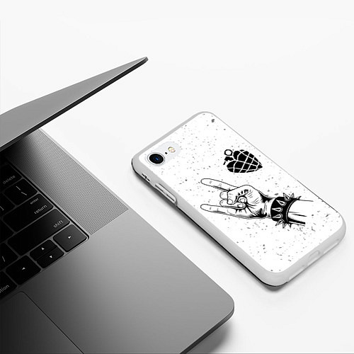 Чехол iPhone 7/8 матовый Green Day и рок символ / 3D-Белый – фото 3