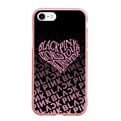 Чехол iPhone 7/8 матовый Блэкпинк - сердце, цвет: 3D-светло-розовый