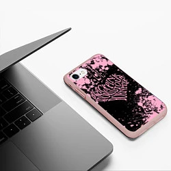 Чехол iPhone 7/8 матовый Блэкпинк - потертости и сердце, цвет: 3D-светло-розовый — фото 2
