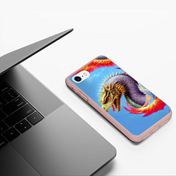 Чехол iPhone 7/8 матовый Dragon - irezumi - tattoo - Japan, цвет: 3D-светло-розовый — фото 2