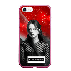 Чехол iPhone 7/8 матовый Jisoo black red background, цвет: 3D-малиновый