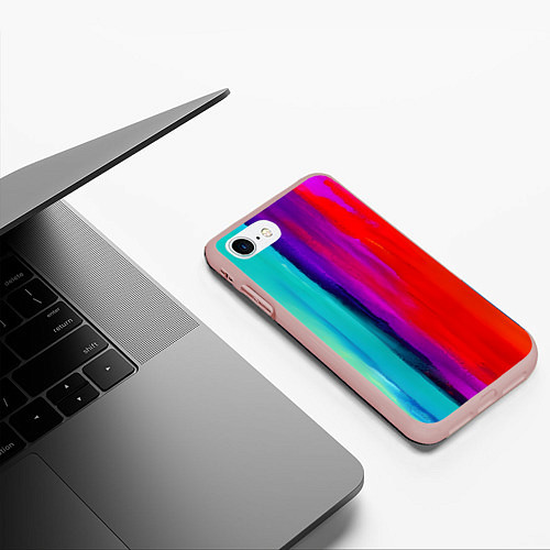 Чехол iPhone 7/8 матовый Цвета радуги / 3D-Светло-розовый – фото 3