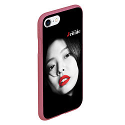 Чехол iPhone 7/8 матовый Blackpink Jennie Red lips, цвет: 3D-малиновый — фото 2