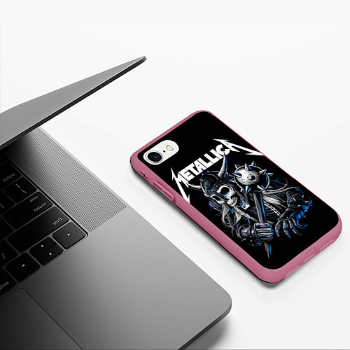 Чехол iPhone 7/8 матовый Metallica - warrior / 3D-Малиновый – фото 3