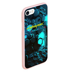 Чехол iPhone 7/8 матовый Cyberpunk 2077 phantom liberty blue abstract, цвет: 3D-светло-розовый — фото 2