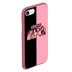 Чехол iPhone 7/8 матовый Черно-розовый градиент Black Pink, цвет: 3D-малиновый — фото 2