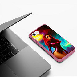 Чехол iPhone 7/8 матовый Девушка на планете бурь, цвет: 3D-малиновый — фото 2