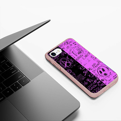 Чехол iPhone 7/8 матовый Dead inside purple black / 3D-Светло-розовый – фото 3