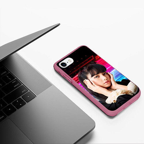 Чехол iPhone 7/8 матовый Lisa Blackpink music kpop / 3D-Малиновый – фото 3