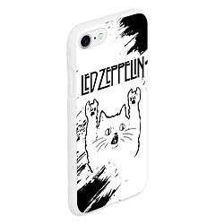 Чехол iPhone 7/8 матовый Led Zeppelin рок кот на светлом фоне, цвет: 3D-белый — фото 2
