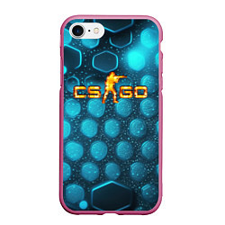 Чехол iPhone 7/8 матовый CS GO blue neon, цвет: 3D-малиновый