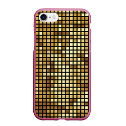 Чехол iPhone 7/8 матовый Золотая мозаика, поверхность диско шара, цвет: 3D-малиновый
