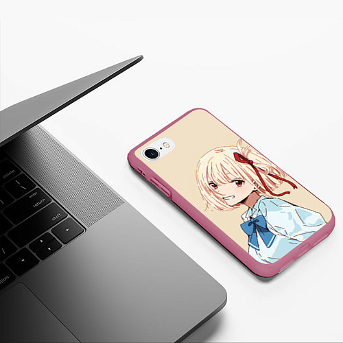 Чехол iPhone 7/8 матовый Chisato Nishikigi - Lycoris Recoil / 3D-Малиновый – фото 3