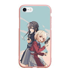 Чехол iPhone 7/8 матовый Takina Inoue and Chisato Nishikigi - Lycoris Recoi, цвет: 3D-светло-розовый