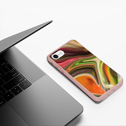 Чехол iPhone 7/8 матовый Waves colors, цвет: 3D-светло-розовый — фото 2