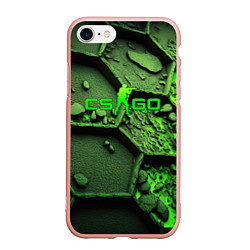 Чехол iPhone 7/8 матовый CSGO green abstract, цвет: 3D-светло-розовый