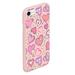 Чехол iPhone 7/8 матовый Many many hearts, цвет: 3D-светло-розовый — фото 2