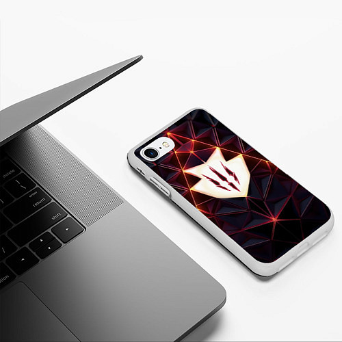 Чехол iPhone 7/8 матовый The Witcher Logo Triangle / 3D-Белый – фото 3