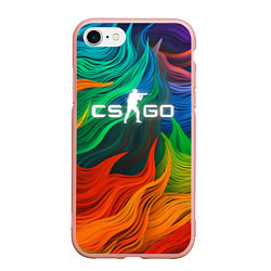 Чехол iPhone 7/8 матовый Cs Go Logo Color, цвет: 3D-светло-розовый