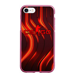 Чехол iPhone 7/8 матовый CS GO red neon, цвет: 3D-малиновый