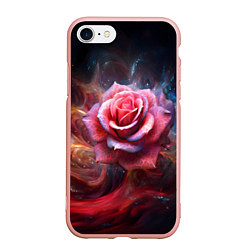 Чехол iPhone 7/8 матовый Алая космическая роза - Нейросеть, цвет: 3D-светло-розовый