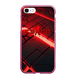 Чехол iPhone 7/8 матовый CS GO red neon, цвет: 3D-малиновый