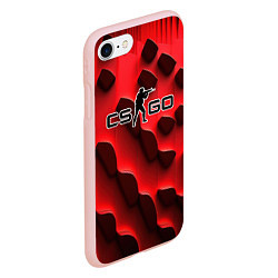 Чехол iPhone 7/8 матовый CS GO black red abstract, цвет: 3D-светло-розовый — фото 2