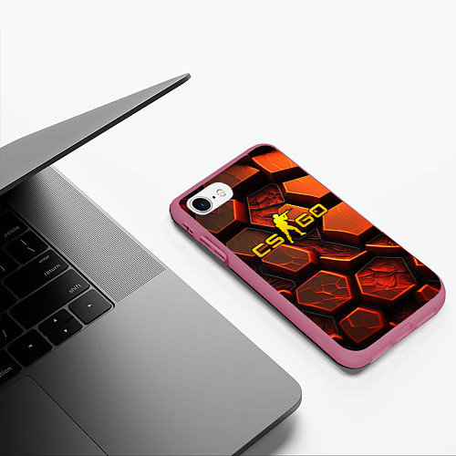 Чехол iPhone 7/8 матовый CS GO orange logo / 3D-Малиновый – фото 3