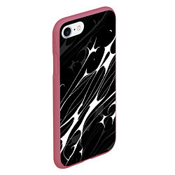 Чехол iPhone 7/8 матовый Белые абстрактные полосы, цвет: 3D-малиновый — фото 2