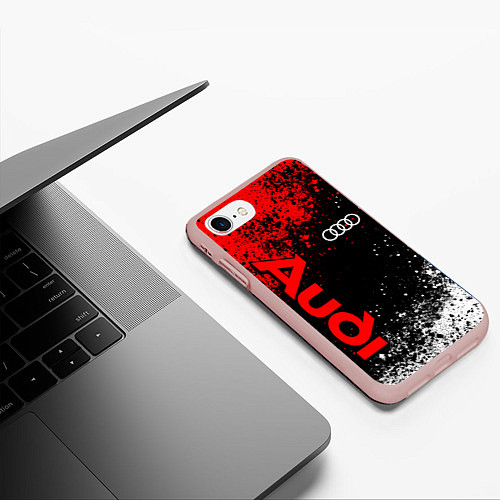 Чехол iPhone 7/8 матовый Ауди - красный и белый / 3D-Светло-розовый – фото 3