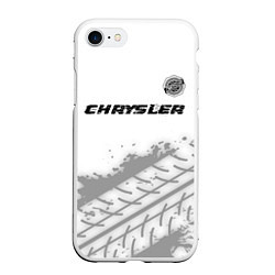 Чехол iPhone 7/8 матовый Chrysler speed на светлом фоне со следами шин: сим, цвет: 3D-белый