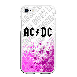 Чехол iPhone 7/8 матовый AC DC rock legends: символ сверху, цвет: 3D-белый