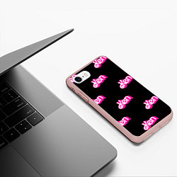 Чехол iPhone 7/8 матовый Логотип Кен - патерн, цвет: 3D-светло-розовый — фото 2
