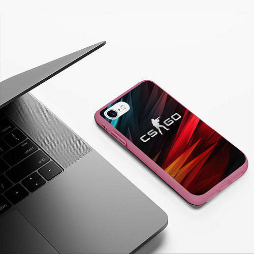 Чехол iPhone 7/8 матовый CS GO dark abstract logo / 3D-Малиновый – фото 3