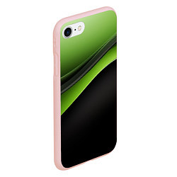 Чехол iPhone 7/8 матовый Black green abstract, цвет: 3D-светло-розовый — фото 2