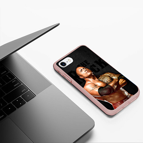 Чехол iPhone 7/8 матовый Dwayne - Johnson / 3D-Светло-розовый – фото 3