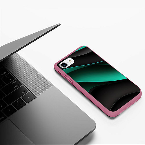 Чехол iPhone 7/8 матовый Абстрактная зеленая текстура / 3D-Малиновый – фото 3