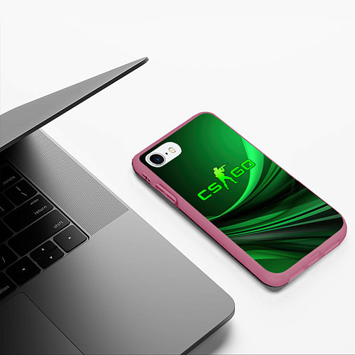 Чехол iPhone 7/8 матовый CS GO green abstract / 3D-Малиновый – фото 3