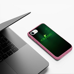 Чехол iPhone 7/8 матовый CSGO green logo, цвет: 3D-малиновый — фото 2