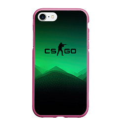 Чехол iPhone 7/8 матовый CS GO green black background, цвет: 3D-малиновый