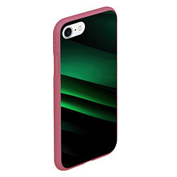 Чехол iPhone 7/8 матовый Черно зеленые полосы, цвет: 3D-малиновый — фото 2