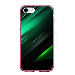 Чехол iPhone 7/8 матовый Black green abstract, цвет: 3D-малиновый
