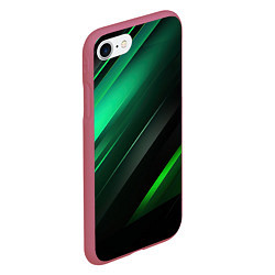 Чехол iPhone 7/8 матовый Black green abstract, цвет: 3D-малиновый — фото 2